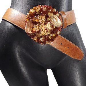 Leopard Embellished Handcrafted Jeweled Bling Buckle Only.